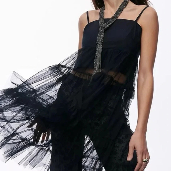 Maeve Tops - Anthropology Maeve Tiered Tulle Tunic Blouse